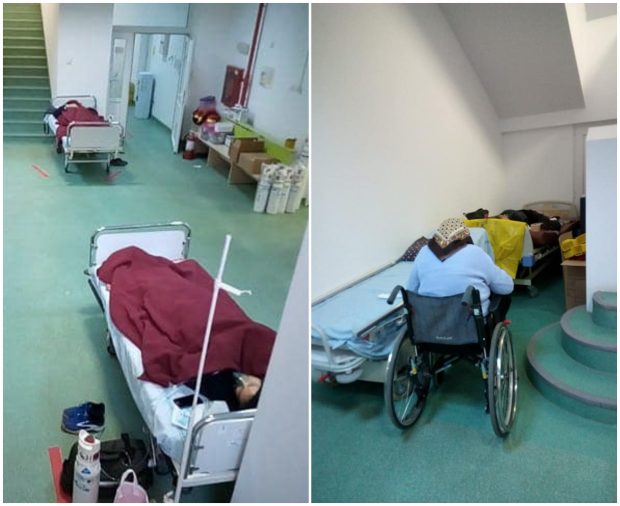 Imagini dramatice la „Marius Nasta”, unde și pe holuri sunt paturi cu bolnavi de COVID. „Următoarea etapă va fi să îi punem doi în pat”