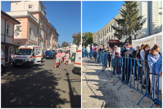 Un oraș, două realități: Coadă de ambulanțe cu pacienți COVID la spital, coadă de pelerini la Sf. Parascheva