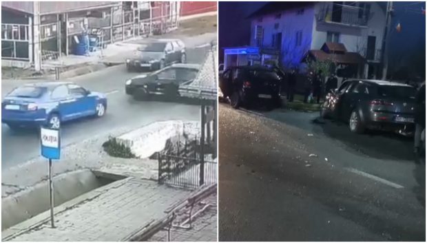 Momentul în care o mașină izbește violent două autovehicule, surprins de camerele din Iași. O femeie a murit, iar cinci persoane au ajuns la spital