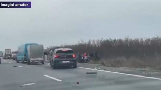 Accident grav pe autostrada A1, soldat cu rănirea a cinci persoane