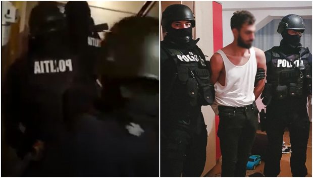 Momentul în care tatăl vitreg al fetiței ucise în Arad a fost ridicat de mascați. El dormea în momentul în care polițiștii au intrat în apartament