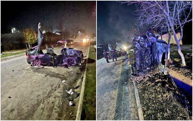 Opt victime în două mașini complet distruse la Câmpurelu, în Giurgiu, după un impact frontal
