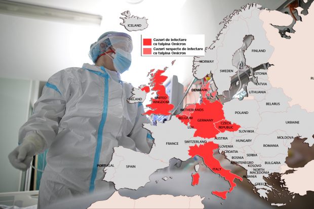HARTĂ | Tulpina Omicron se răspândește în Europa: Cinci țări au confirmat primele cazuri. Danemarca și Austria anunță suspiciuni