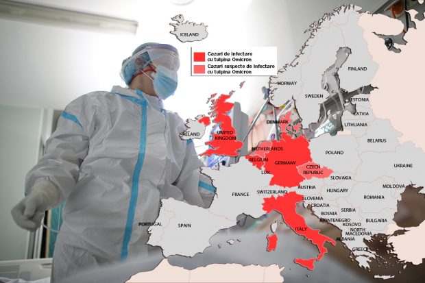 HARTĂ | Tulpina Omicron se răspândește în Europa: Cinci țări au confirmat primele cazuri. Danemarca anunță două suspiciuni