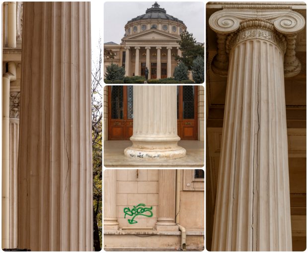 Ateneul Român se degradează: coloanele au început să se crape, iar grafferii își fac de cap pe clădirea-monument