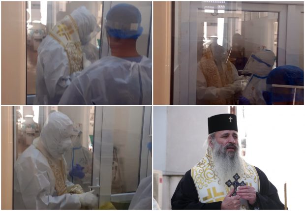 IMAGINILE ZILEI. Unul dintre liderii Bisericii Ortodoxe Române, în mijlocul pacienților COVID dintr-o secție ATI