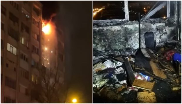 Incendiu puternic într-un bloc din Galați, provocat de o țigară. O femeie a murit și alte zeci de persoane au fost evacuate