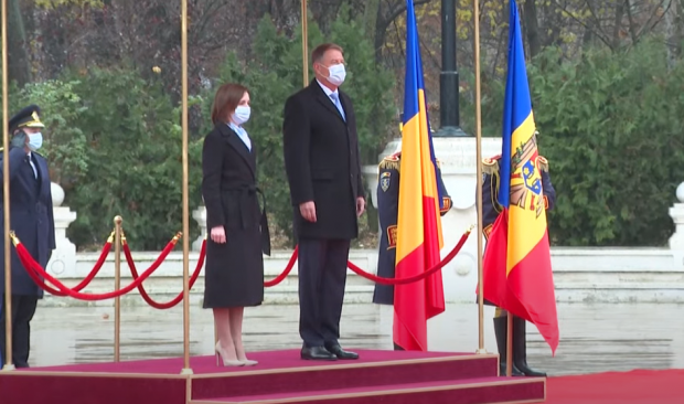 Maia Sandu, primită de Klaus Iohannis la Palatul Cotroceni