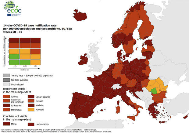 Cum a influențat Omicron harta europeană de COVID. Presa belgiană: Toată Europa este roșie, cu excepția României