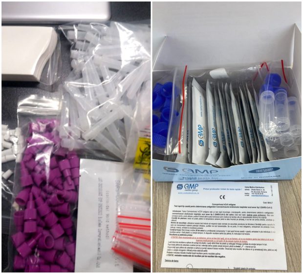 FOTO EXCLUSIV. Cum arată testele de salivă din China, livrate vrac în școli, versus cele românești, aflate pe lista de așteptare