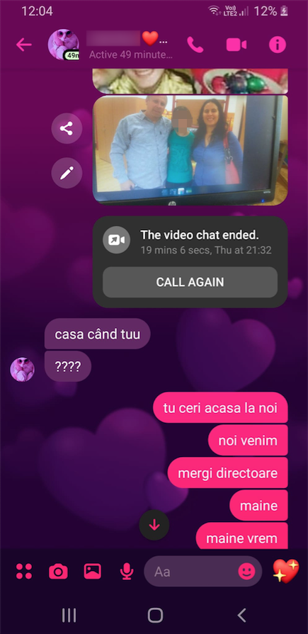 Mesajele dintre Ana Țîrcă și I.