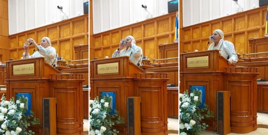 Diana Șoșoacă Put On Her Mouthpiece In Parliament, After Marcel Ciolacu Asked Her To Wear A Protective Mask