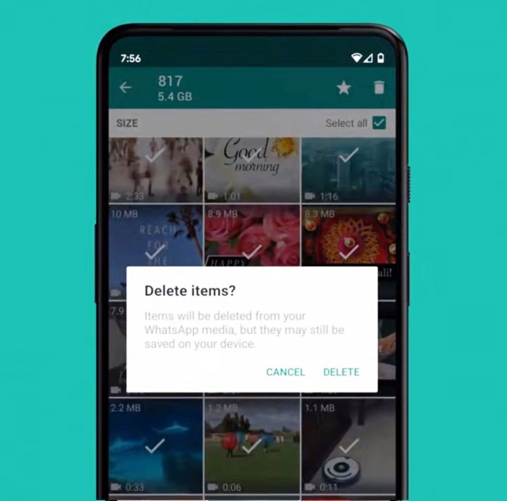 Selecteaza fisierele din WhatsApp pe care vrei sa le stergi