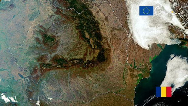 România văzută din spațiu. Imagine rară surprinsă de satelitul Sentinel-3