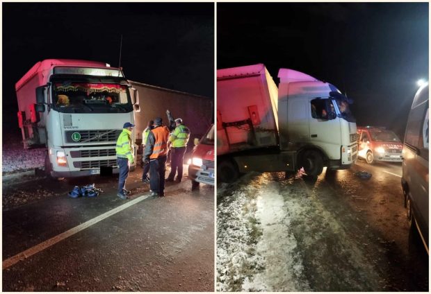 Ciocnire violentă între o mașină și un TIR în Sibiu. Unul dintre șoferi a consumat alcool