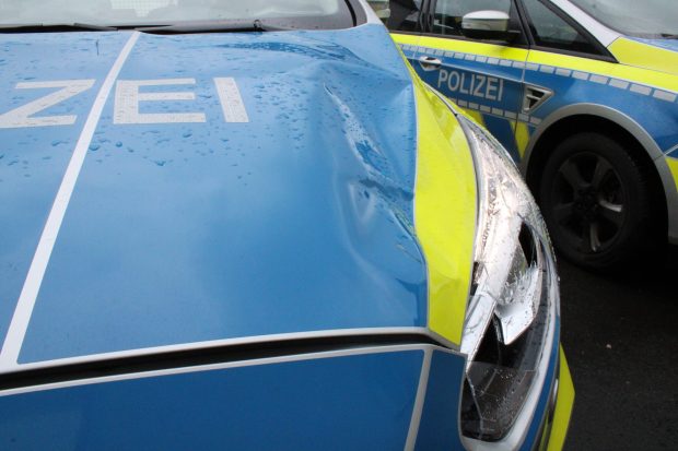 O văcuță „nebună” a „șifonat” o mașină de patrulare a poliției germane