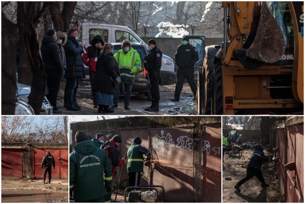 Primăria lui Piedone dărâmă garaje, proprietarii spun că sunt autorizate și se află în litigiu în instanță. Șeful corpului de control: „Băieți, șo!”