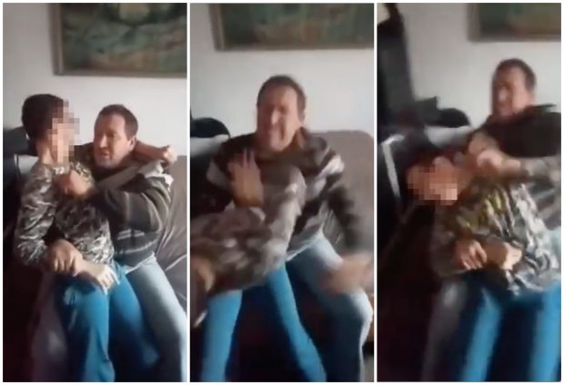 Imagini revoltătoare! Băiat de 12 ani, lovit de tată cu pumnii în față. Mama a filmat agresiunea