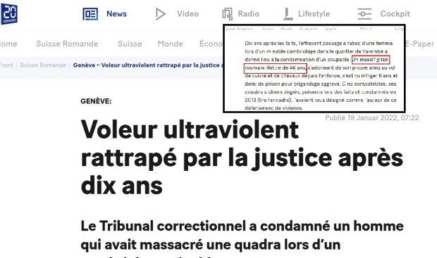 Identificare rasistă a unui tâlhar român care a „masacrat” o femeie, într-un cotidian elvețian: „Un uriaș țigan român analfabet”