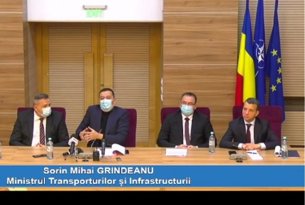 Secretar de stat din Ministerul Transporturilor, fără mască lângă Sorin Grindeanu, la o conferință. Reacția ministrului