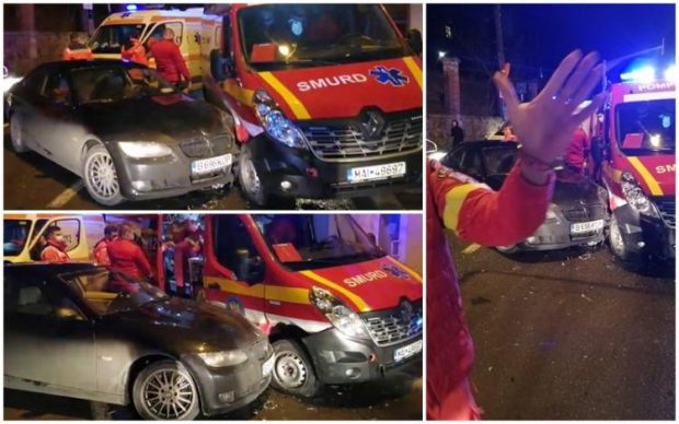 Un echipaj ATI-SMURD în misiune, implicat într-un accident rutier, în Cluj-Napoca. Un paramedic, rănit