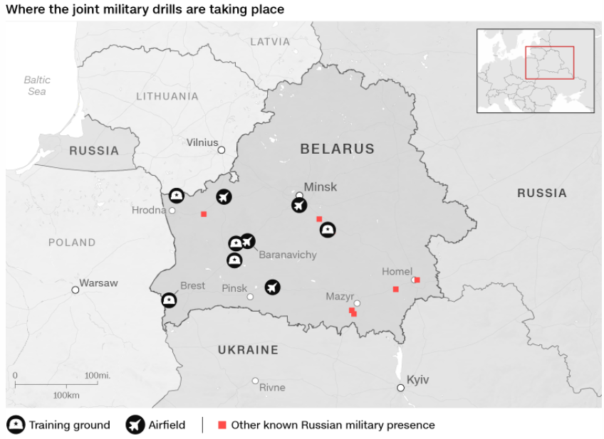 CNN: Ucraina, înconjurată de trupele ruse din trei părți. Harta punctelor strategice din care ar putea fi declanșată o invazie