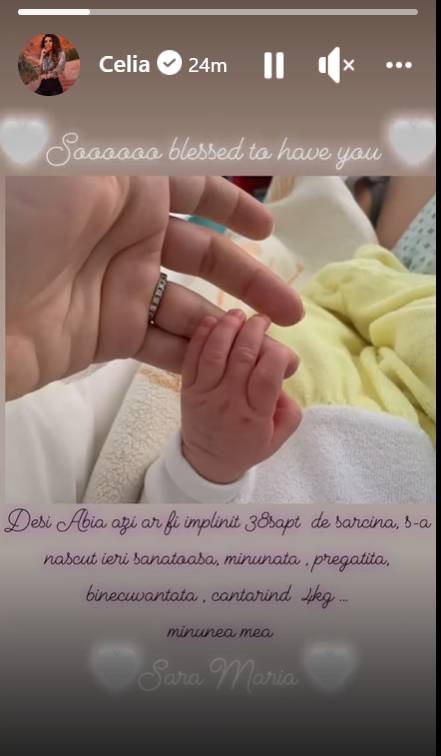 Celia a născut al doilea copil. Prima imagine cu Sara Maria și mesajul emoționat al artistei. „Minunea mea”