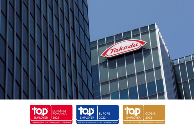 Compania bio-farmaceutică Takeda primește certificarea “Top Employer” pentru al cincilea an consecutiv și pentru prima oară în România