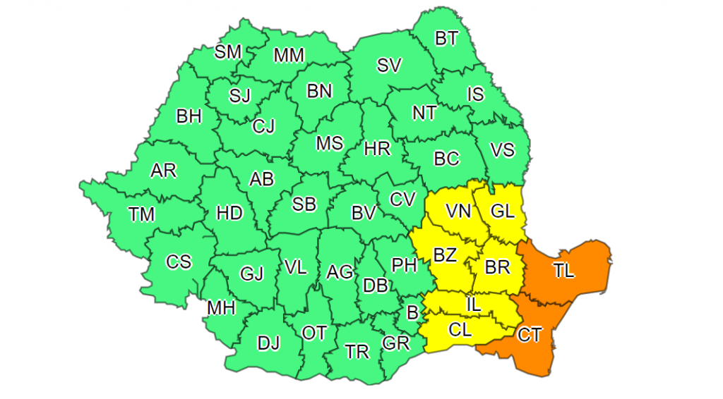 Avertizare de vreme severă: Ninsori viscolite în sud-estul țării, până marți
