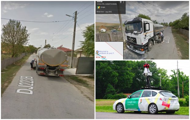 Șofer din Constanța prins de mașina Google Street View când scoate motorină din rezervorul unei cisterne