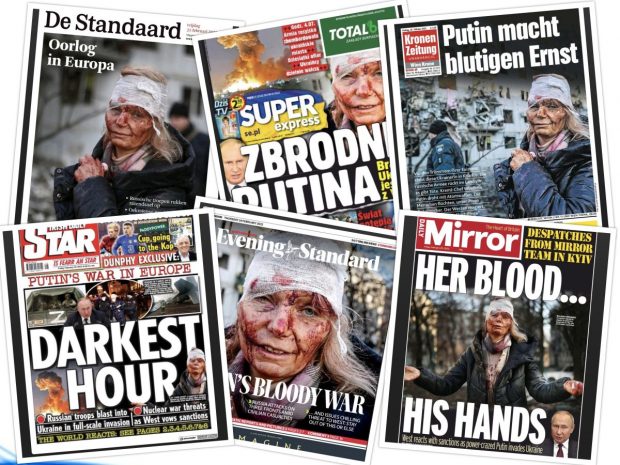 Sângele oamenilor, pe mâinile lui Putin. Cum arată primele pagini ale ziarelor din lume, după ce Rusia a invadat Ucraina