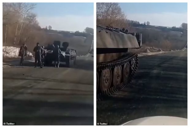 VIDEO VIRAL. Tanc rusesc, rămas fără benzină în mijlocul drumului. Șofer ucrainean: „Vă tractez eu înapoi în Rusia?”