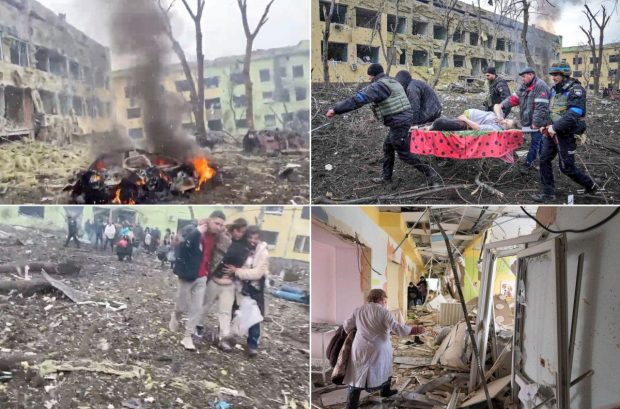 Maternitatea din Mariupol, bombardată de Rusia. Imagini cu femei însărcinate și rănite, evacuate din clădirea distrusă