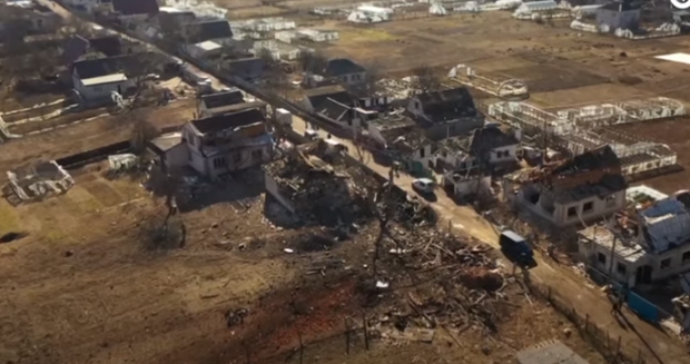 Imagini din Trebuhiv, un sat din regiunea Kiev distrus în întregime de bombardamentele ruse