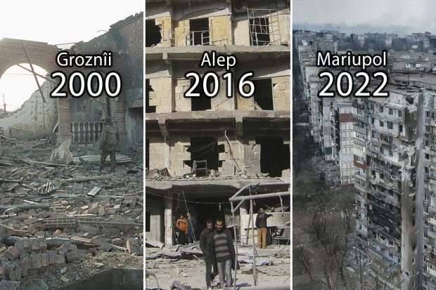 Celelalte războaie ale lui Putin. Groznîi, Alep, orașe devastate de armata Rusiei, oferă un tipar sumbru pentru ofensiva din Ucraina
