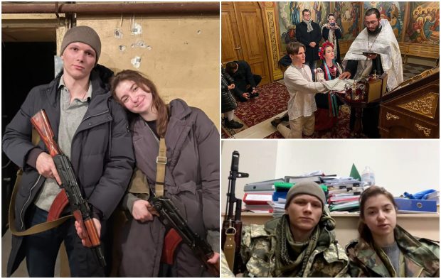 Cuplul care s-a căsătorit în prima zi a invaziei ruse și-a început luna de miere cu arma în mână, în Kiev