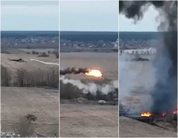 VIDEO | Momentul în care un elicopter rusesc este lovit în plin de o rachetă în Ucraina: „Bine ați venit în iad”