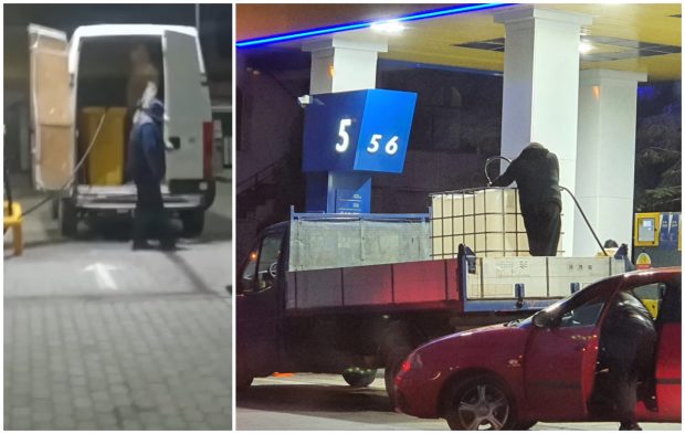VIDEO | Un șofer din Arad a cumpărat motorină în pubele de gunoi, la Slatina altul a umplut un rezervor de 1.000 de litri