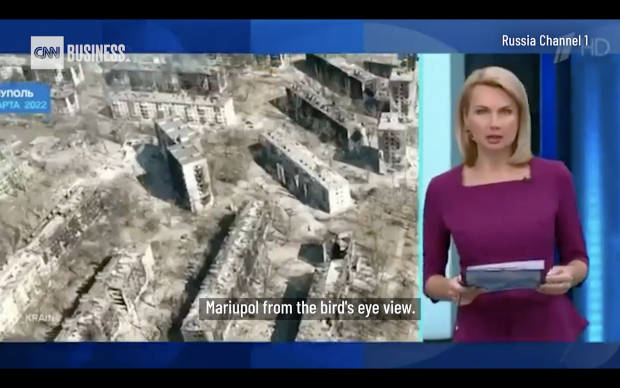 Ce s-a spus la postul public rusesc Pervîi Kanal despre imaginile cu orașul Mariupol distrus de bombardamente