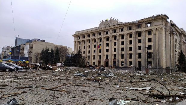 IMAGINI dramatice din centrul orașului Harkov, după explozia de proporții