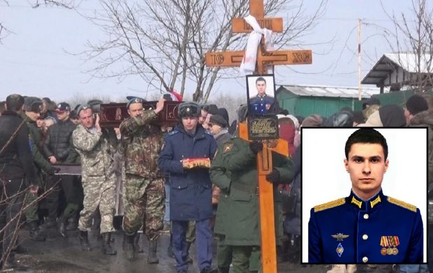 Primele imagini cu funeraliile unui ofițer rus ucis în luptele din Ucraina: „A fost doborât eroic, prevenind declanșarea unui război nuclear!”