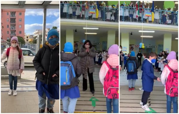 VIDEO | Doi frați ucraineni refugiați, primiți cu urale de noii lor colegi, în prima zi de școală în Italia