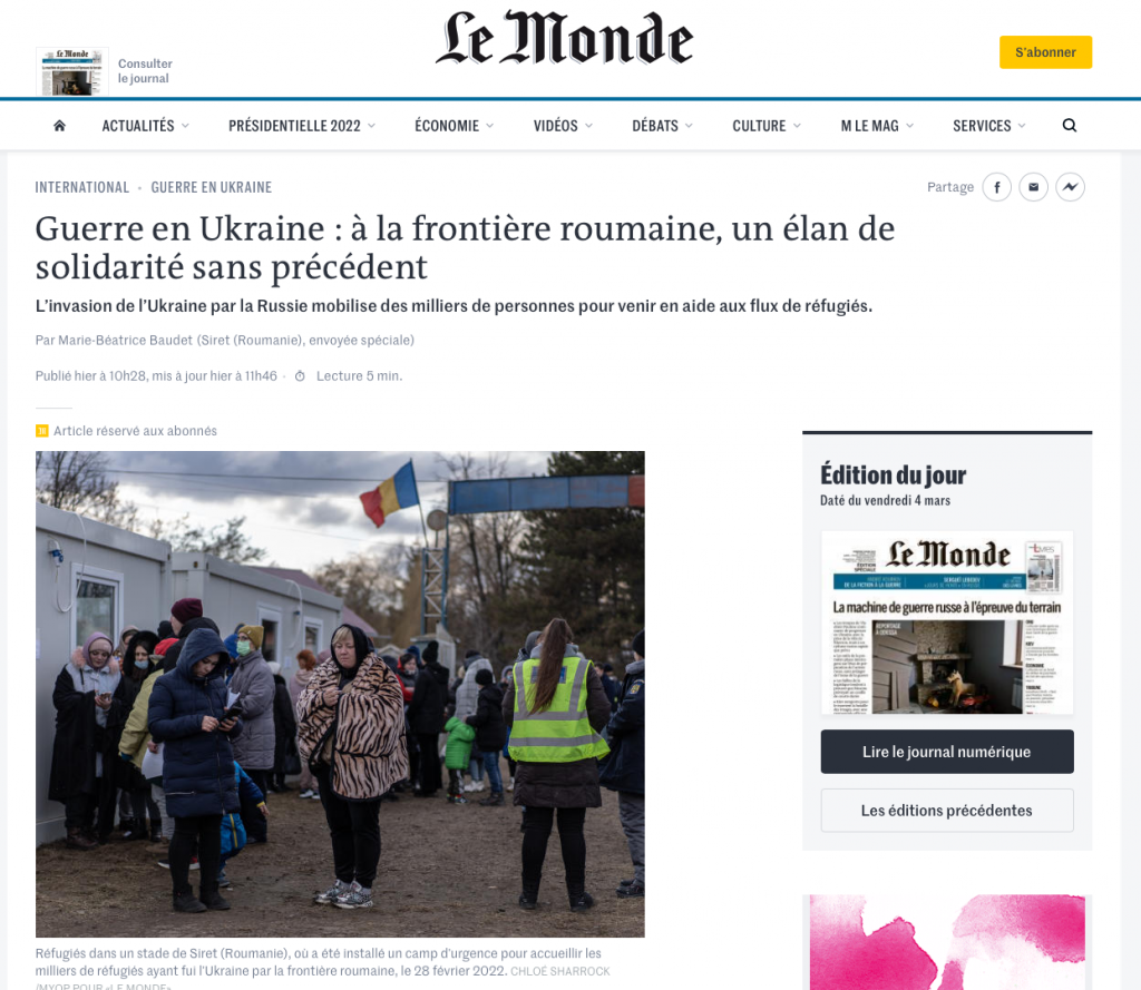 „Siret este un simbol, țara o știe”. Ce i-a impresionat pe jurnaliștii francezi care au transmis de la frontiera cu Ucraina