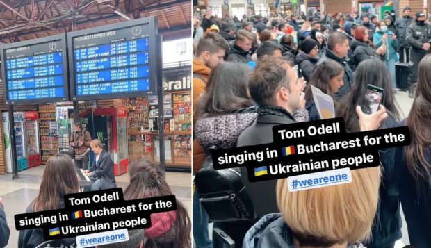 VIDEO | Imagini cu vedeta internațională Tom Odell cântând pentru refugiații ucraineni în Gara de Nord
