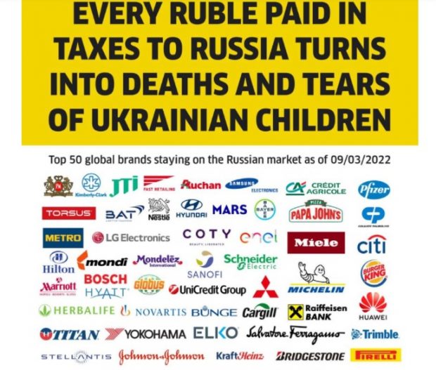 Ministerul de Externe din Ucraina, apel la companiile mari să-şi oprească activitatea în Rusia. Lista firmelor care mai operează în Rusia