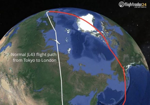 Zborul Tokyo-Londra, mai lung cu peste 3 ore. Traseul urmat de un avion ca să evite spațiul aerian al Rusiei