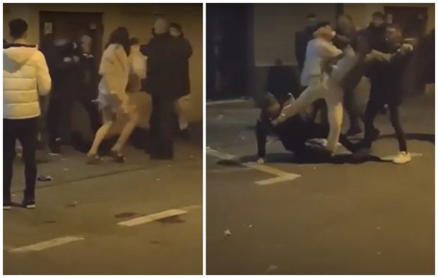 VIDEO| Nouă francezi, femei și bărbați, s-au bătut sălbatic în fața celui mai cunoscut club de noapte din Cluj