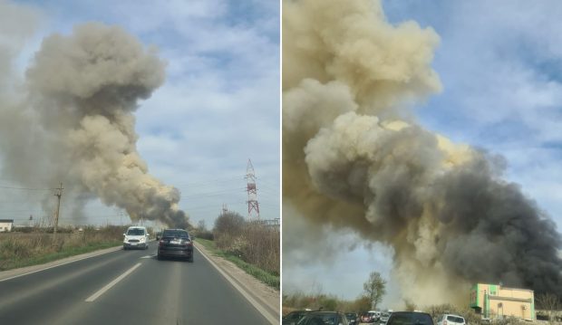Incendiu puternic în Timișoara, la o fostă fabrică de țigări. A fost emisă avertizare Ro-Alert
