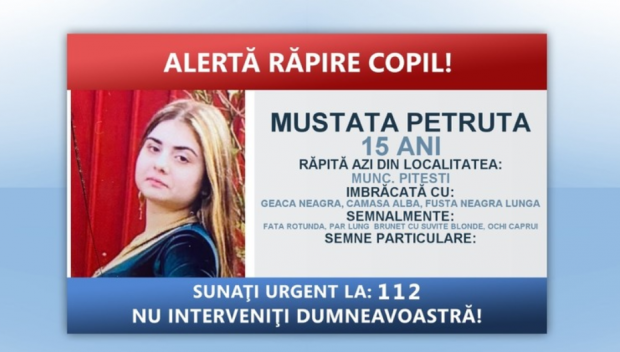Fata de 15 ani din Pitești căutată de autorități, după ce a fost luată într-o mașină de trei persoane, a fost identificată