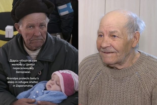 Bunicul refugiat care a înduioșat Ucraina după ce a fost filmat legănând nepoțica-bebeluș a dispărut. Unde a fost găsit 